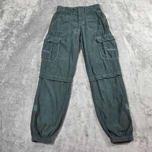 American Eagle Pants Womens 00 Green Corduroy Cargo Baggy Jogger Preppy